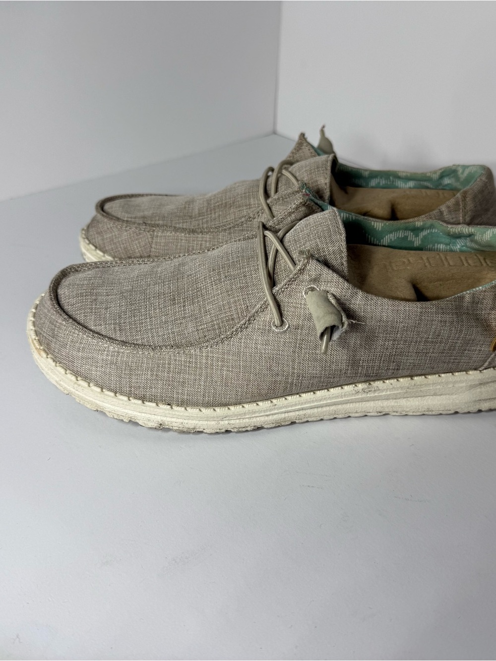 Hey Dude Women's Slip-On Loafers in Light Taupe with Cream Sole